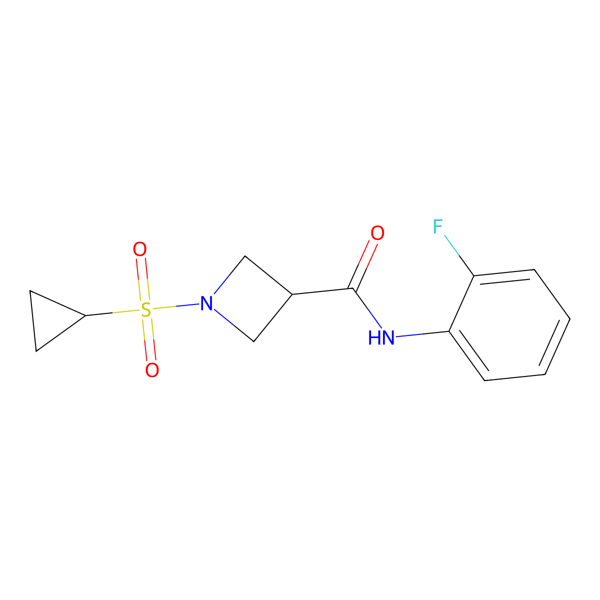 1-(cyclopropylsulfonyl)-N-(2-fluorophenyl)azetidine-3-carboxamide molecular structure, CAS 1428362-68-8