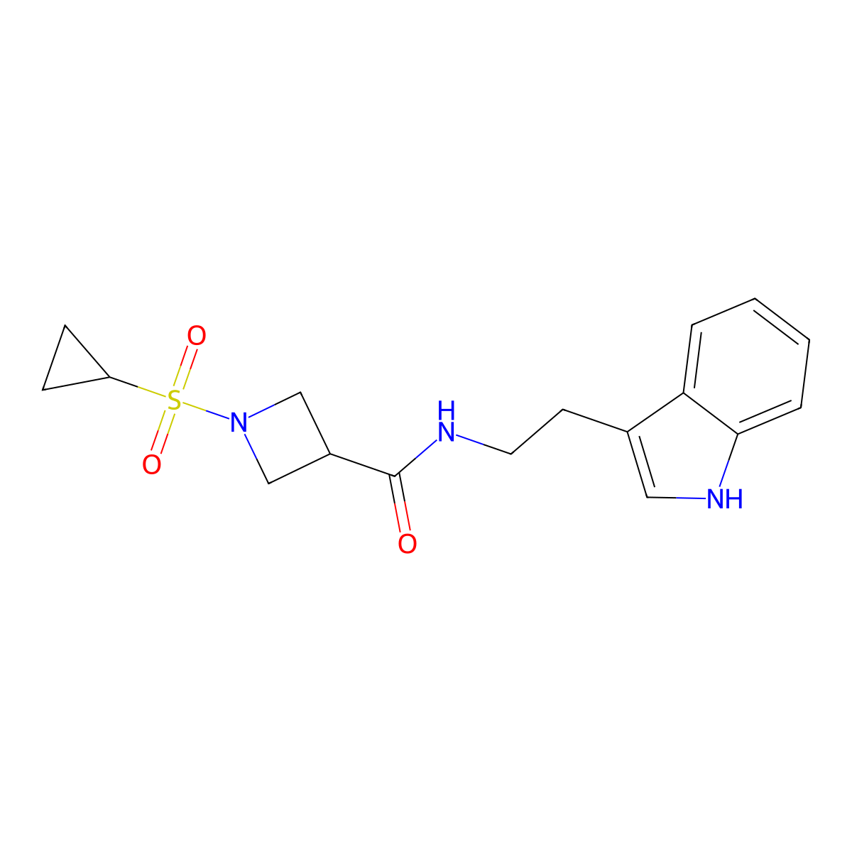 N-(2-(1H-indol-3-yl)ethyl)-1-(cyclopropylsulfonyl)azetidine-3-carboxamide molecular structure, CAS 1428362-71-3