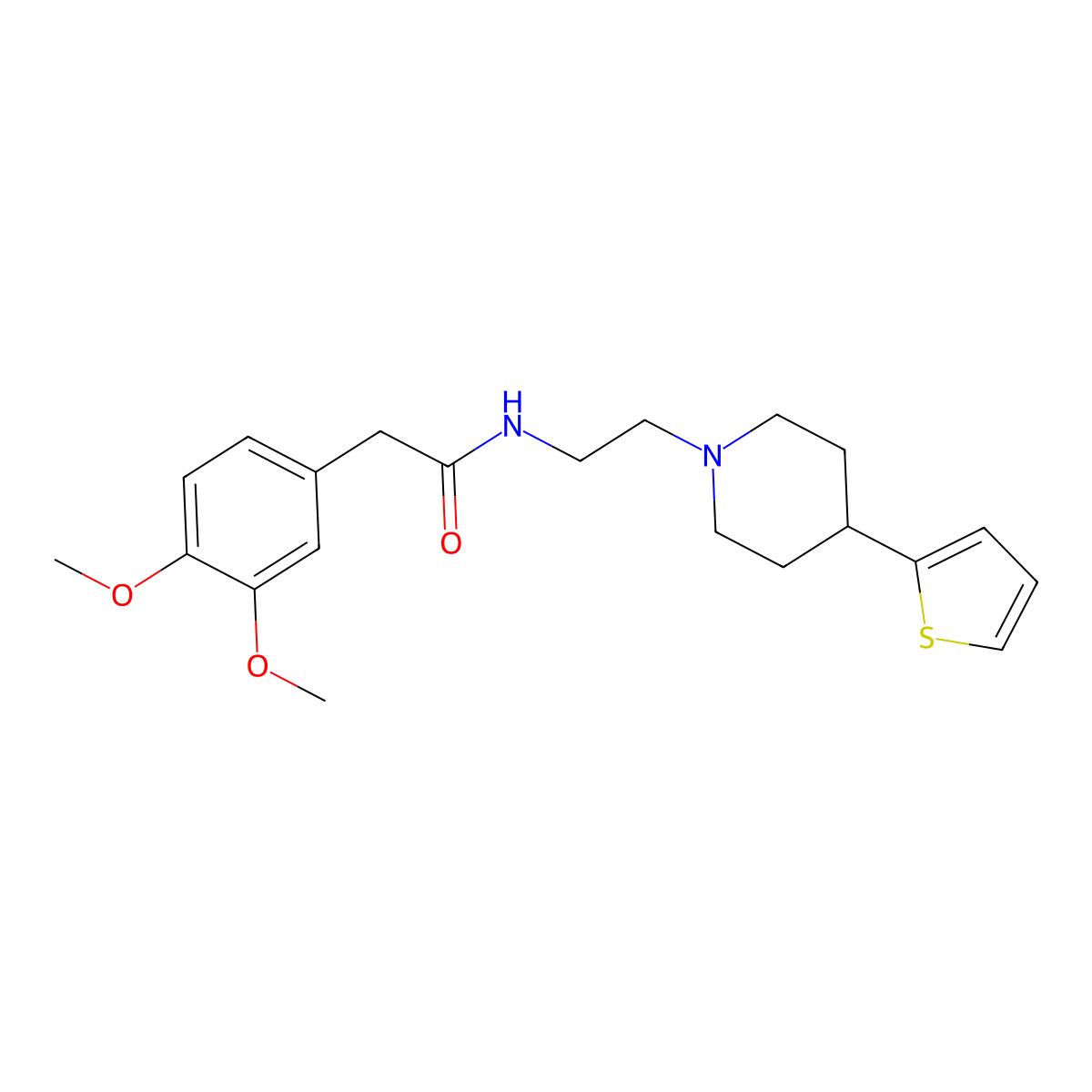 2-(3,4-Dimethoxyphenyl)-N-{2-[4-(thiophen-2-YL)piperidin-1-YL]ethyl}acetamide molecular structure, CAS 1428362-81-5