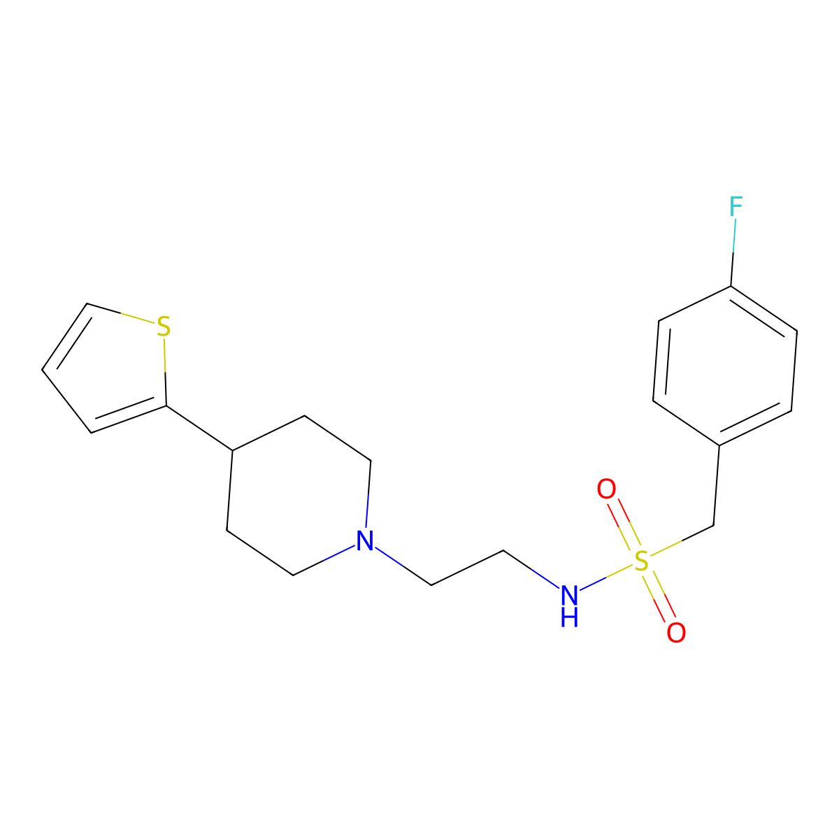 1-(4-Fluorophenyl)-N-{2-[4-(thiophen-2-YL)piperidin-1-YL]ethyl}methanesulfonamide molecular structure, CAS 1428362-84-8