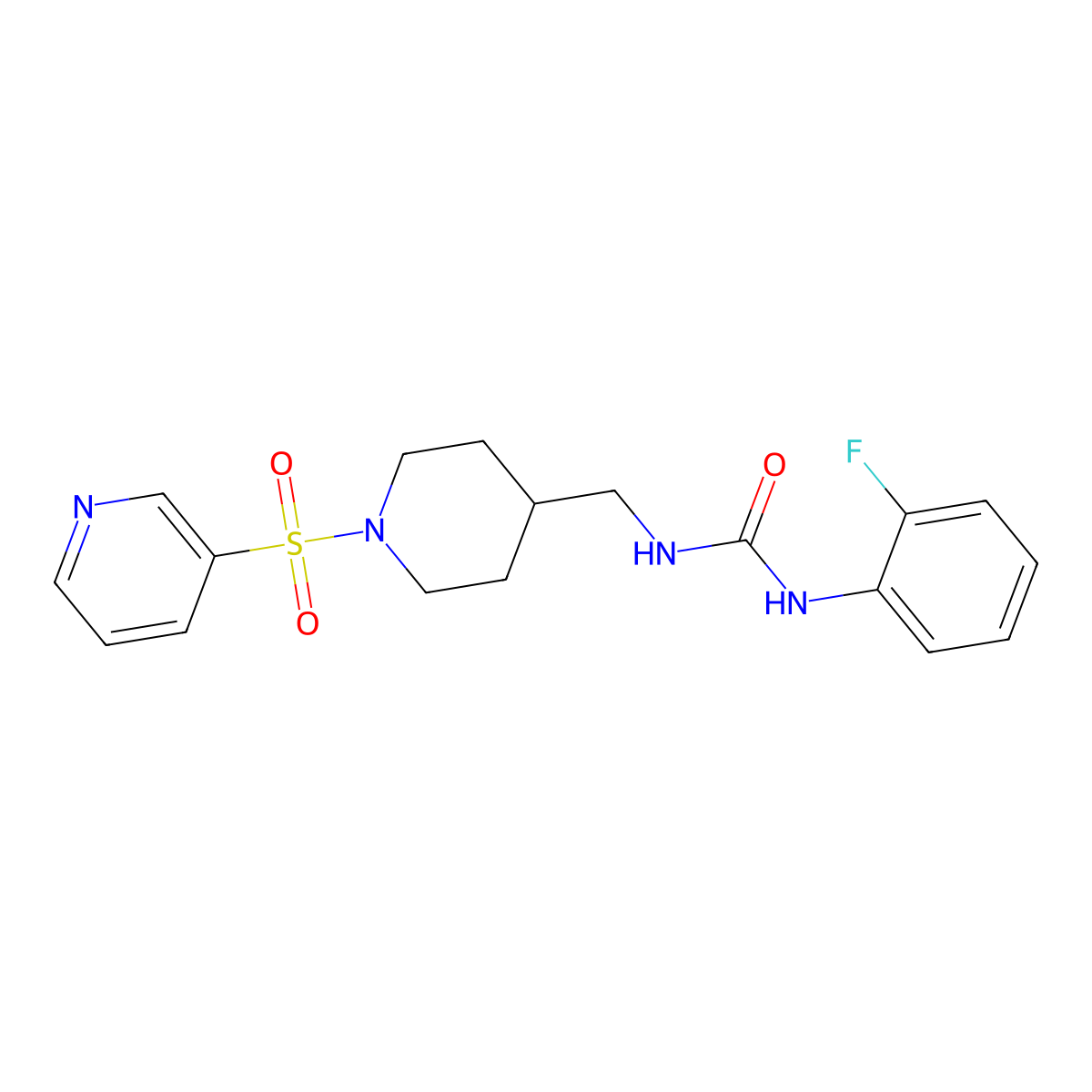 1-(2-Fluorophenyl)-3-{[1-(pyridine-3-sulfonyl)piperidin-4-yl]methyl}urea molecular structure, CAS 1428362-89-3