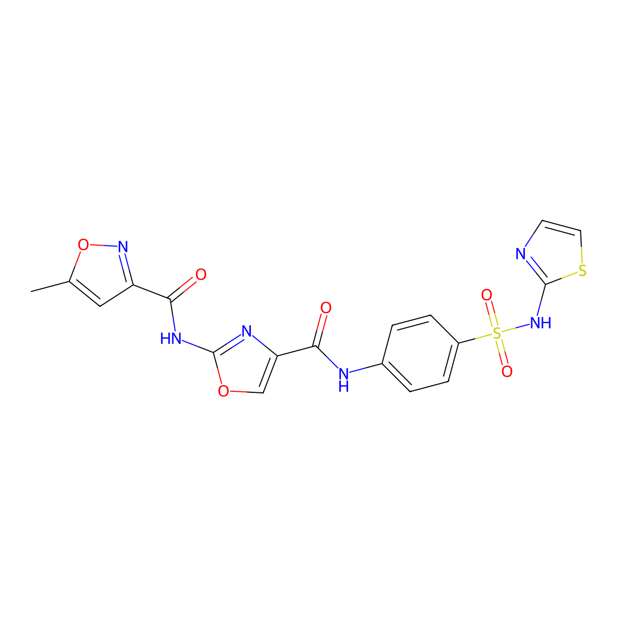 5-methyl-N-(4-((4-(N-(thiazol-2-yl)sulfamoyl)phenyl)carbamoyl)oxazol-2-yl)isoxazole-3-carboxamide molecular structure, CAS 1428363-00-1