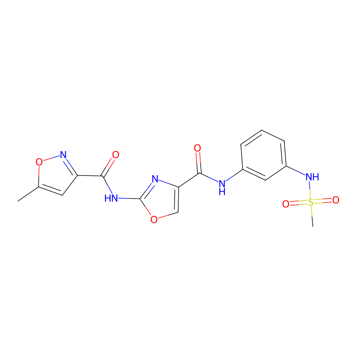 N-{4-[(3-Methanesulfonamidophenyl)carbamoyl]-1,3-oxazol-2-YL}-5-methyl-1,2-oxazole-3-carboxamide molecular structure, CAS 1428363-03-4