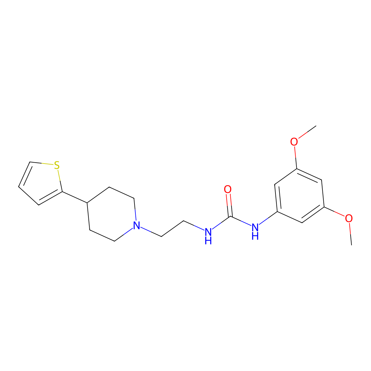 1-(3,5-Dimethoxyphenyl)-3-(2-(4-(thiophen-2-yl)piperidin-1-yl)ethyl)urea molecular structure, CAS 1428363-08-9