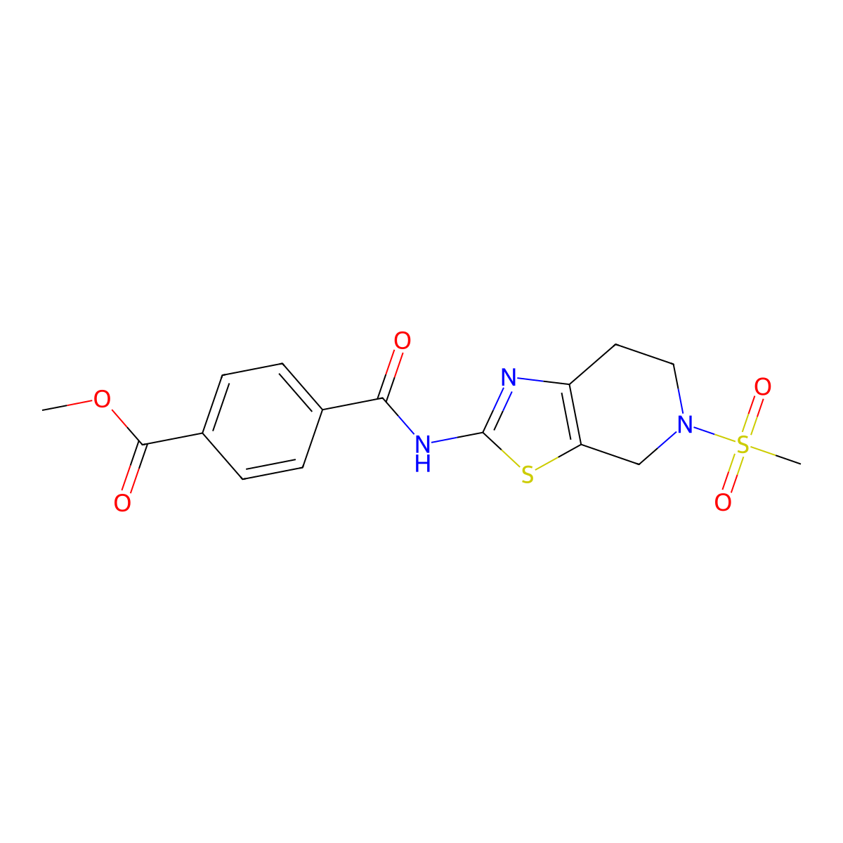Methyl 4-((5-(methylsulfonyl)-4,5,6,7-tetrahydrothiazolo[5,4-c]pyridin-2-yl)carbamoyl)benzoate molecular structure, CAS 1428363-19-2