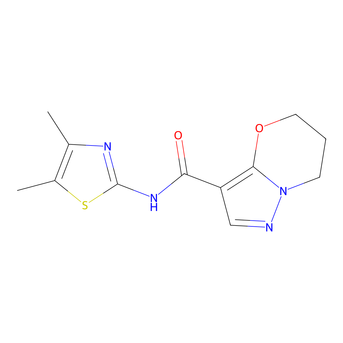 N-(4,5-dimethylthiazol-2-yl)-6,7-dihydro-5H-pyrazolo[5,1-b][1,3]oxazine-3-carboxamide molecular structure, CAS 1428363-21-6