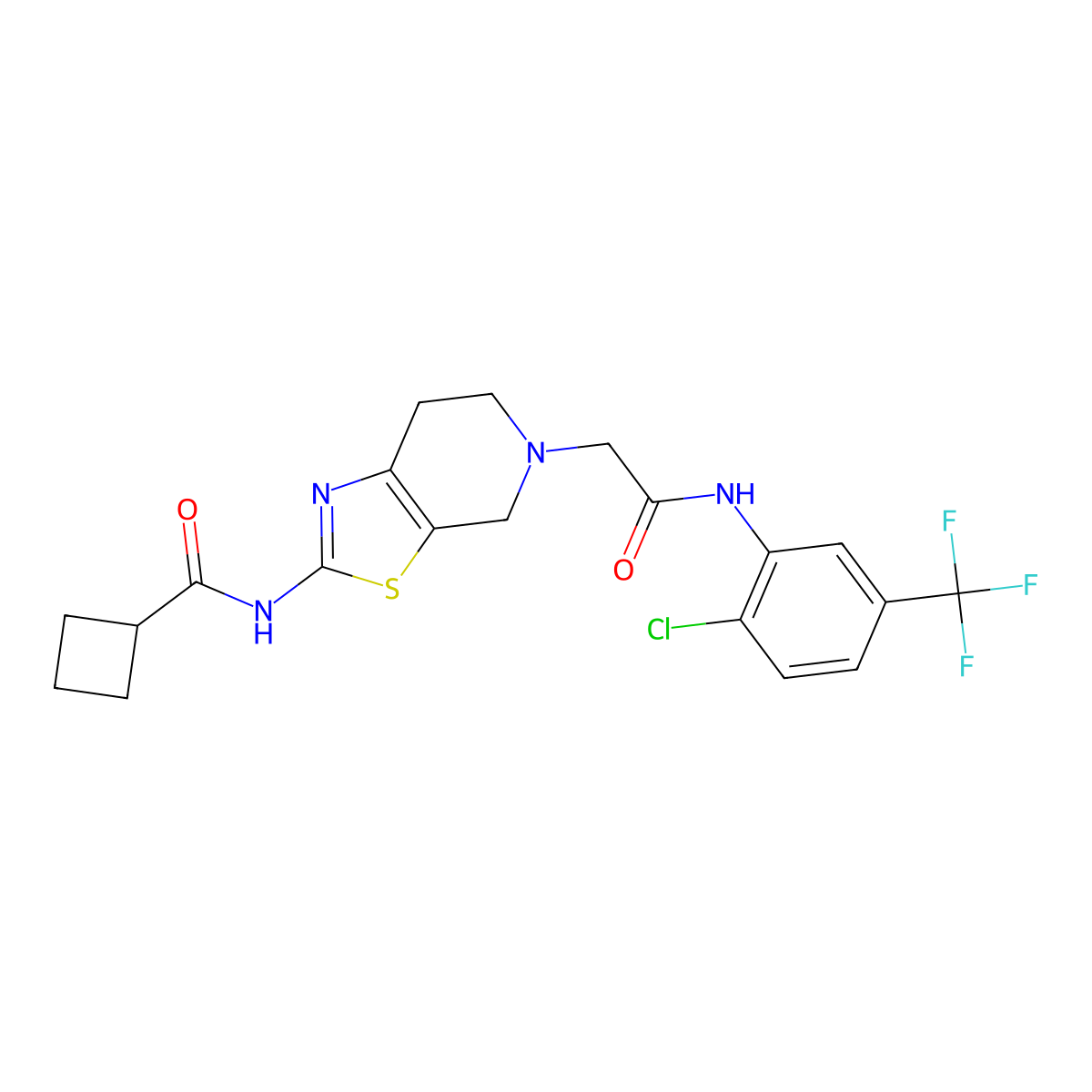 N-(5-(2-((2-chloro-5-(trifluoromethyl)phenyl)amino)-2-oxoethyl)-4,5,6,7-tetrahydrothiazolo[5,4-c]pyridin-2-yl)cyclobutanecarboxamide molecular structure, CAS 1428363-22-7