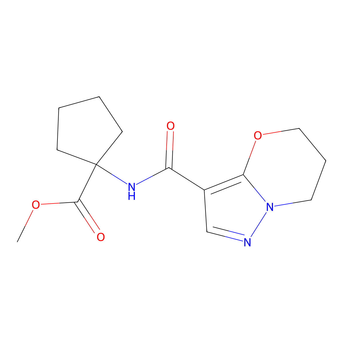 methyl 1-(6,7-dihydro-5H-pyrazolo[5,1-b][1,3]oxazine-3-carboxamido)cyclopentanecarboxylate molecular structure, CAS 1428363-24-9