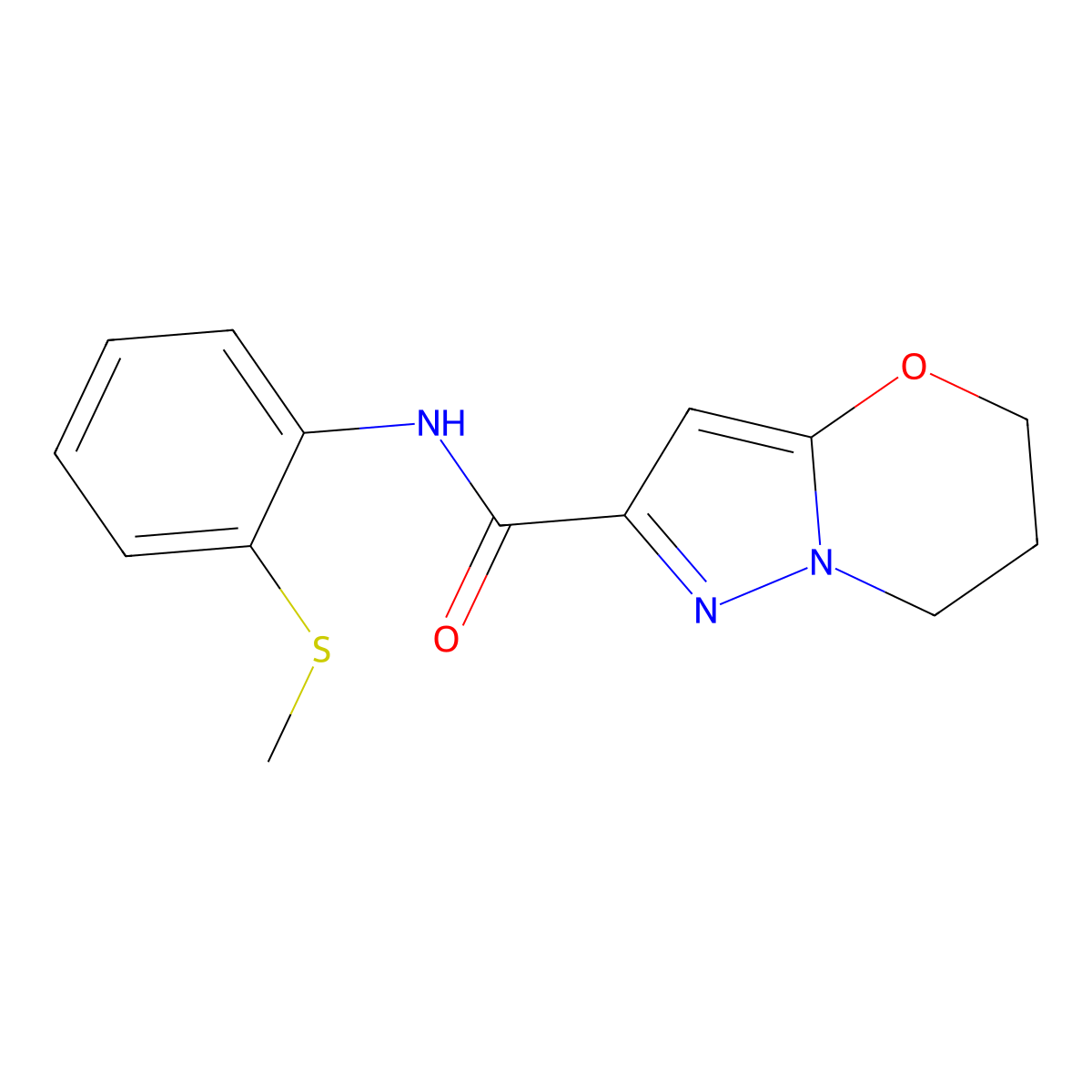 N-(2-(methylthio)phenyl)-6,7-dihydro-5H-pyrazolo[5,1-b][1,3]oxazine-2-carboxamide molecular structure, CAS 1428363-26-1