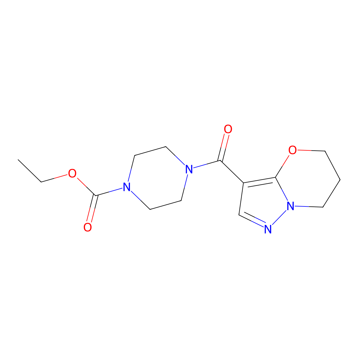 ethyl 4-(6,7-dihydro-5H-pyrazolo[5,1-b][1,3]oxazine-3-carbonyl)piperazine-1-carboxylate molecular structure, CAS 1428363-35-2