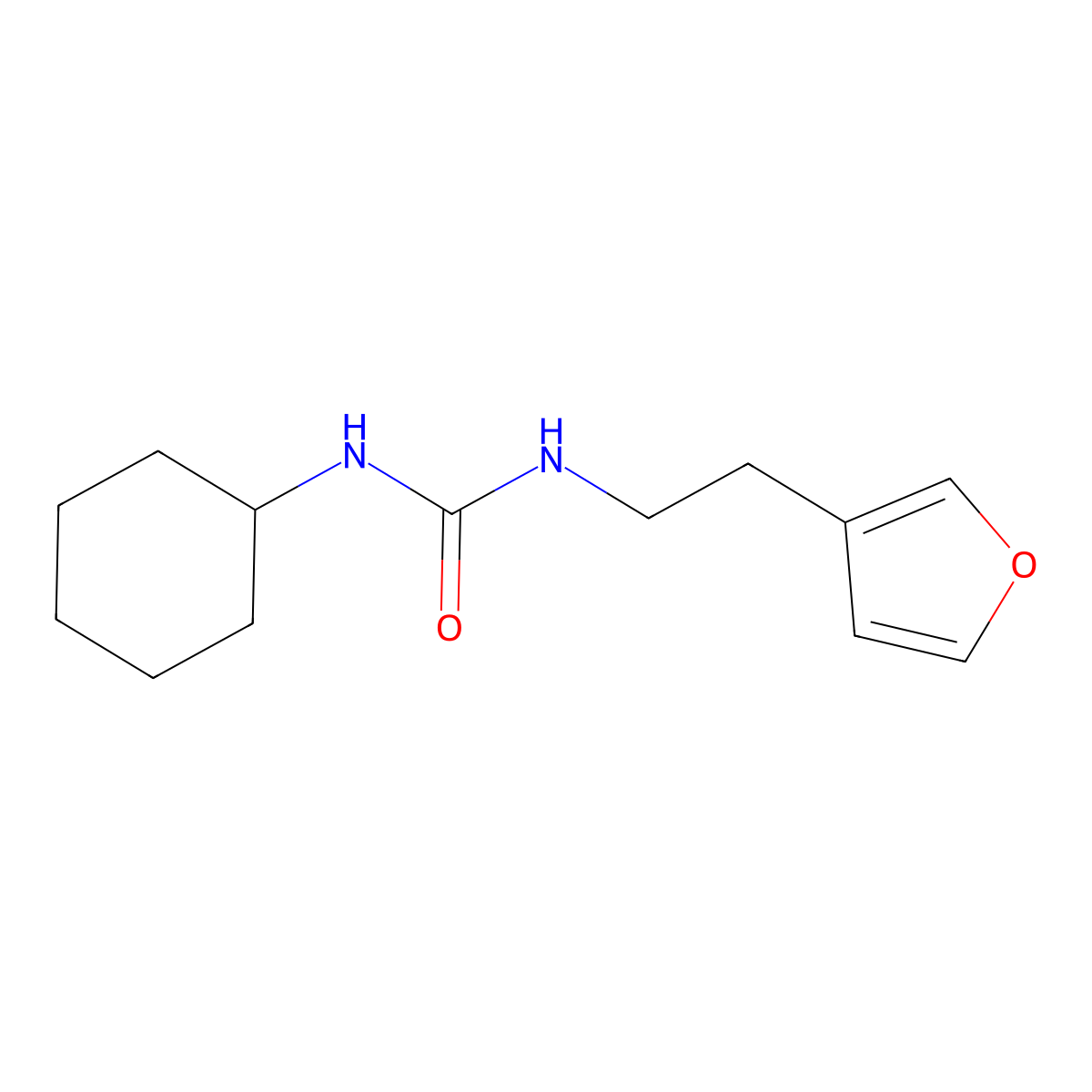 1-Cyclohexyl-3-(2-(furan-3-yl)ethyl)urea molecular structure, CAS 1428363-39-6