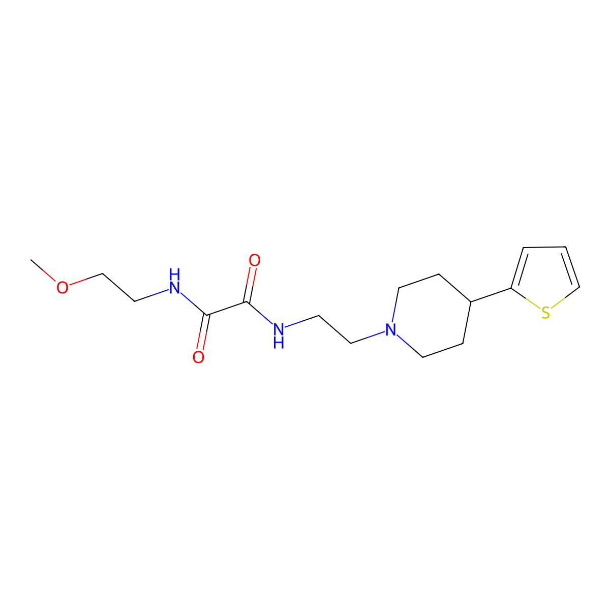 N1-(2-methoxyethyl)-N2-(2-(4-(thiophen-2-yl)piperidin-1-yl)ethyl)oxalamide molecular structure, CAS 1428363-41-0