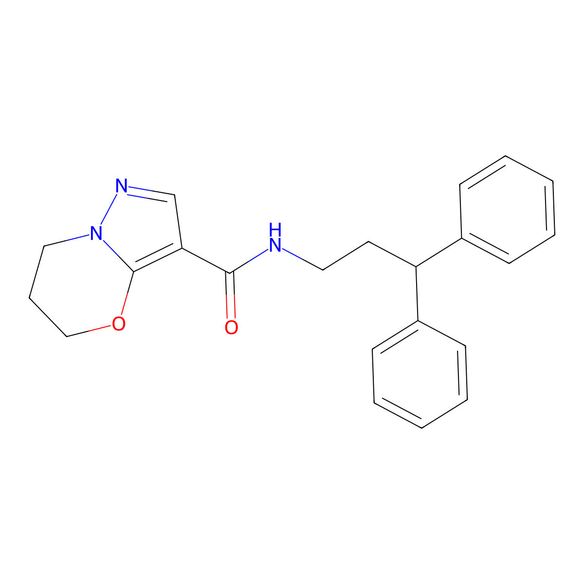 N-(3,3-diphenylpropyl)-6,7-dihydro-5H-pyrazolo[5,1-b][1,3]oxazine-3-carboxamide molecular structure, CAS 1428363-43-2