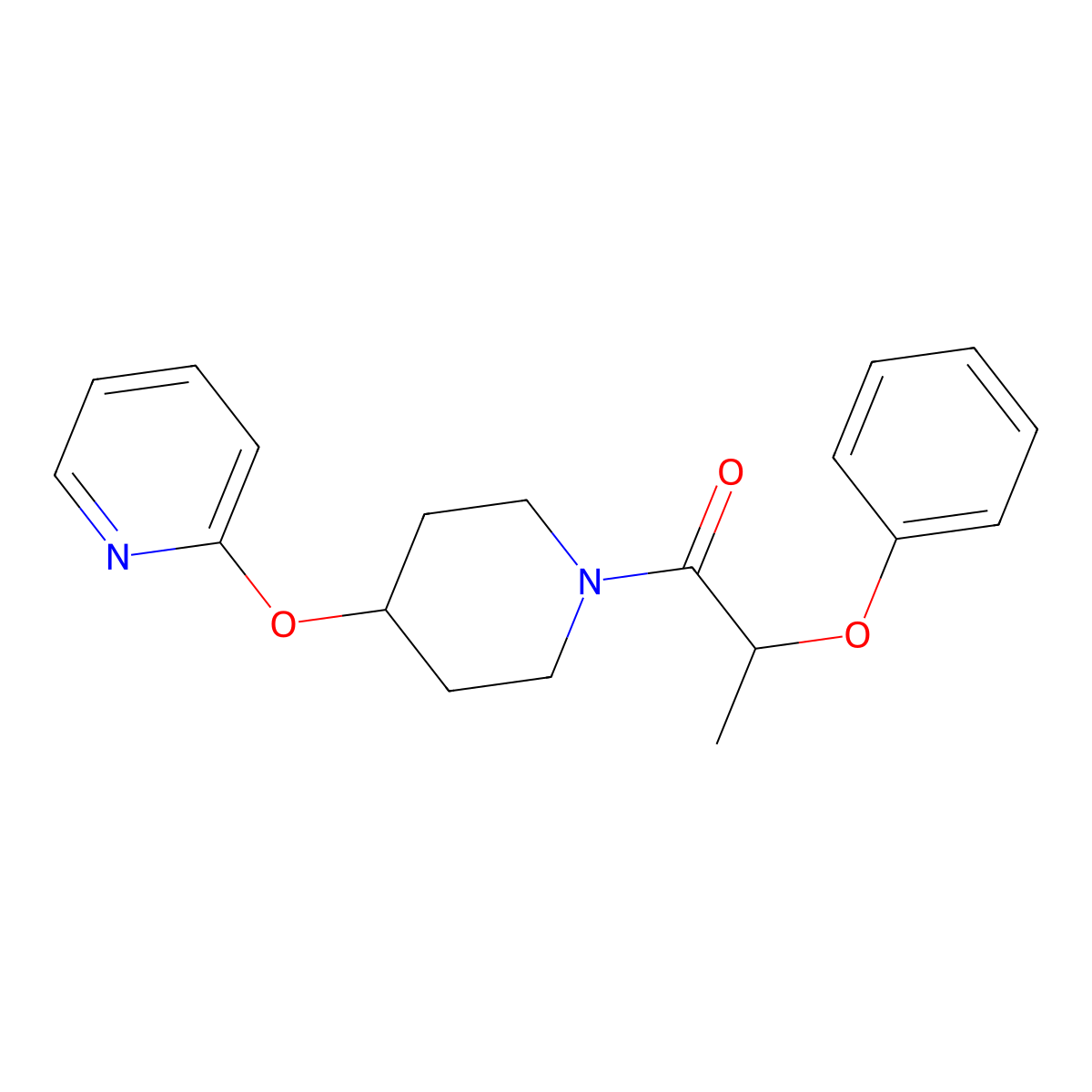 2-Phenoxy-1-[4-(pyridin-2-yloxy)piperidin-1-YL]propan-1-one molecular structure, CAS 1428363-52-3