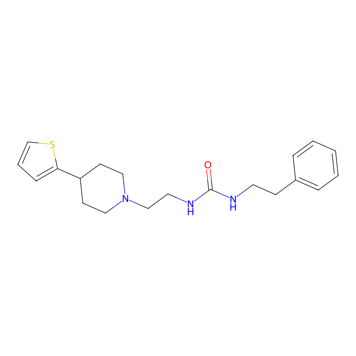 1-Phenethyl-3-(2-(4-(thiophen-2-yl)piperidin-1-yl)ethyl)urea molecular structure, CAS 1428363-55-6