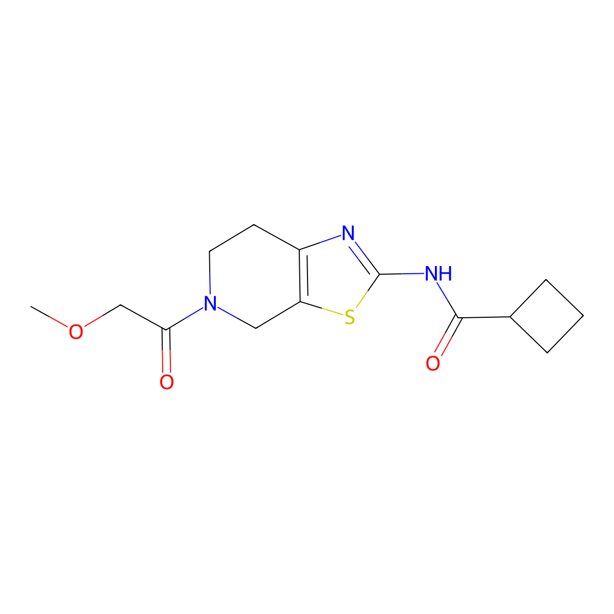 N-(5-(2-methoxyacetyl)-4,5,6,7-tetrahydrothiazolo[5,4-c]pyridin-2-yl)cyclobutanecarboxamide molecular structure, CAS 1428363-62-5