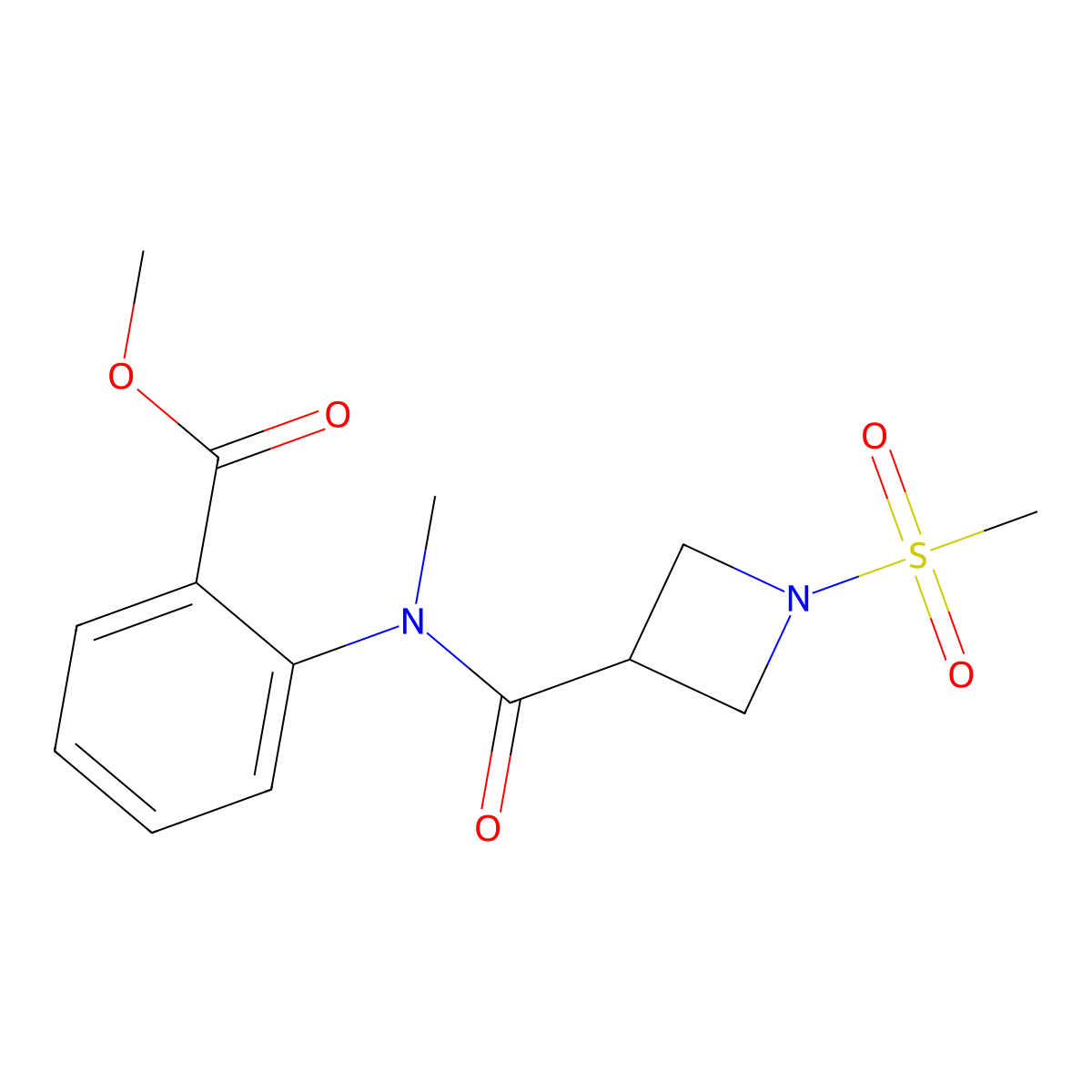 methyl 2-(N-methyl-1-(methylsulfonyl)azetidine-3-carboxamido)benzoate molecular structure, CAS 1428363-64-7