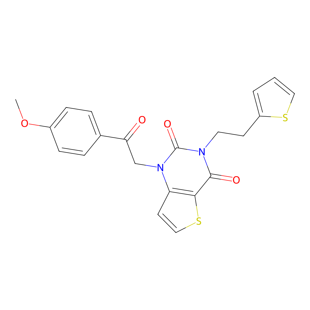 1-(2-(4-methoxyphenyl)-2-oxoethyl)-3-(2-(thiophen-2-yl)ethyl)thieno[3,2-d]pyrimidine-2,4(1H,3H)-dione molecular structure, CAS 1428363-68-1