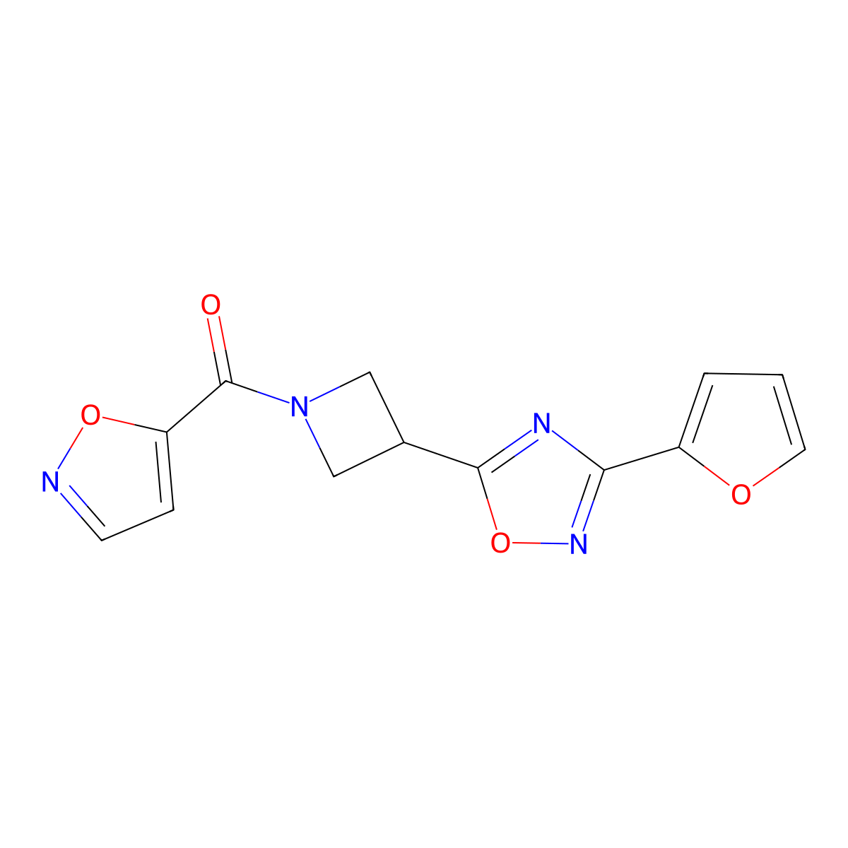 (3-(3-(Furan-2-yl)-1,2,4-oxadiazol-5-yl)azetidin-1-yl)(isoxazol-5-yl)methanone molecular structure, CAS 1428363-70-5
