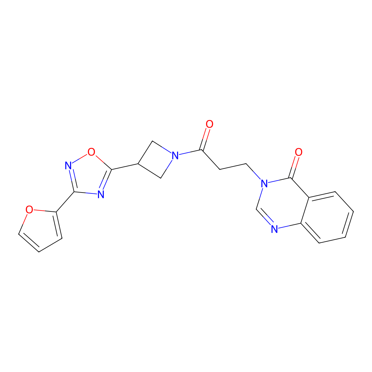 3-(3-(3-(3-(furan-2-yl)-1,2,4-oxadiazol-5-yl)azetidin-1-yl)-3-oxopropyl)quinazolin-4(3H)-one molecular structure, CAS 1428363-75-0