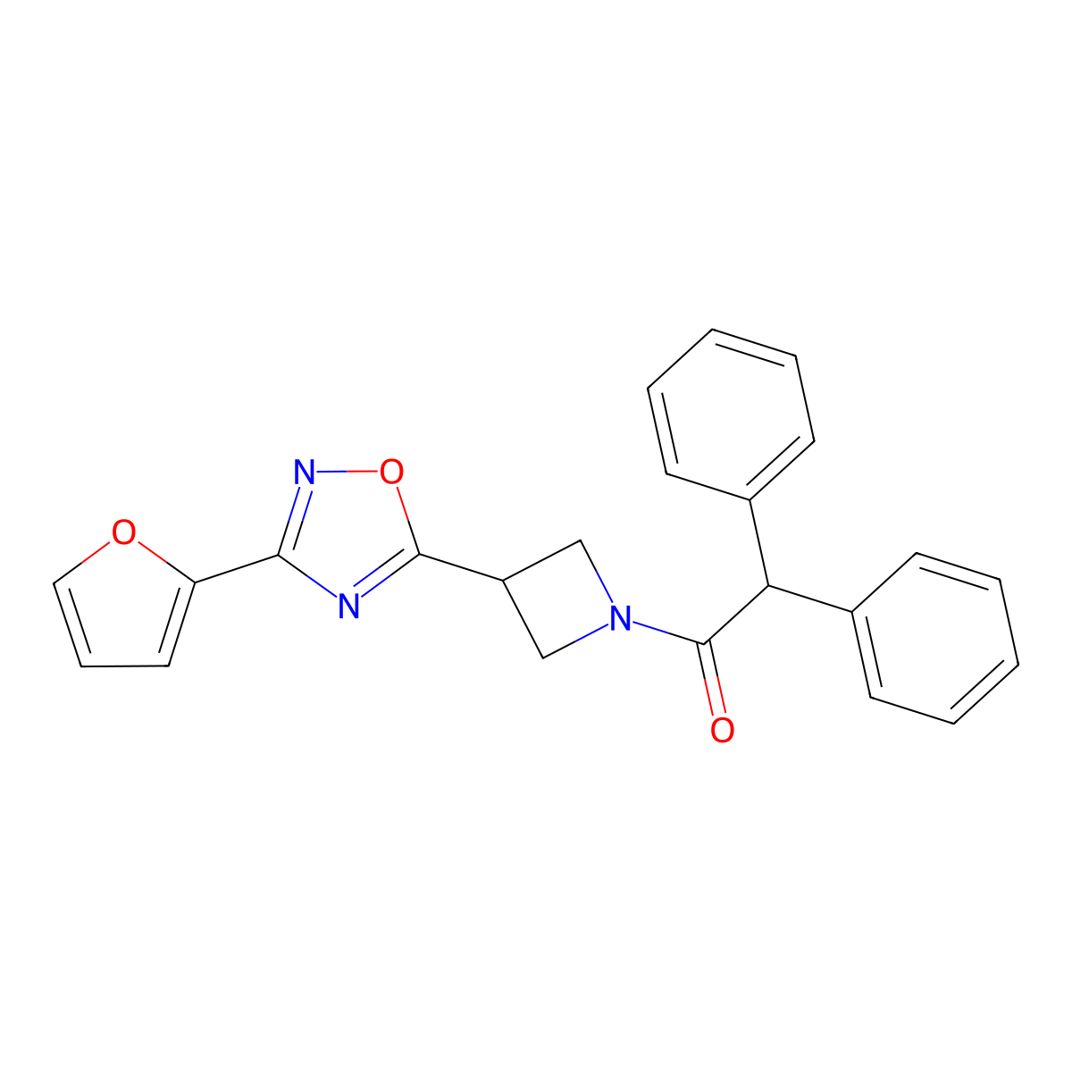 1-(3-(3-(Furan-2-yl)-1,2,4-oxadiazol-5-yl)azetidin-1-yl)-2,2-diphenylethanone molecular structure, CAS 1428363-82-9