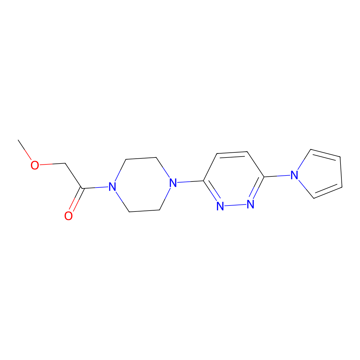 2-methoxy-1-{4-[6-(1H-pyrrol-1-yl)pyridazin-3-yl]piperazin-1-yl}ethan-1-one molecular structure, CAS 1428363-89-6