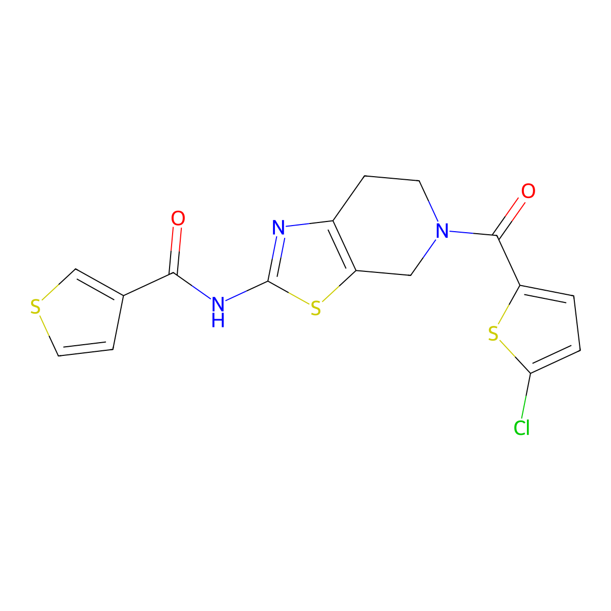 N-(5-(5-chlorothiophene-2-carbonyl)-4,5,6,7-tetrahydrothiazolo[5,4-c]pyridin-2-yl)thiophene-3-carboxamide molecular structure, CAS 1428363-91-0