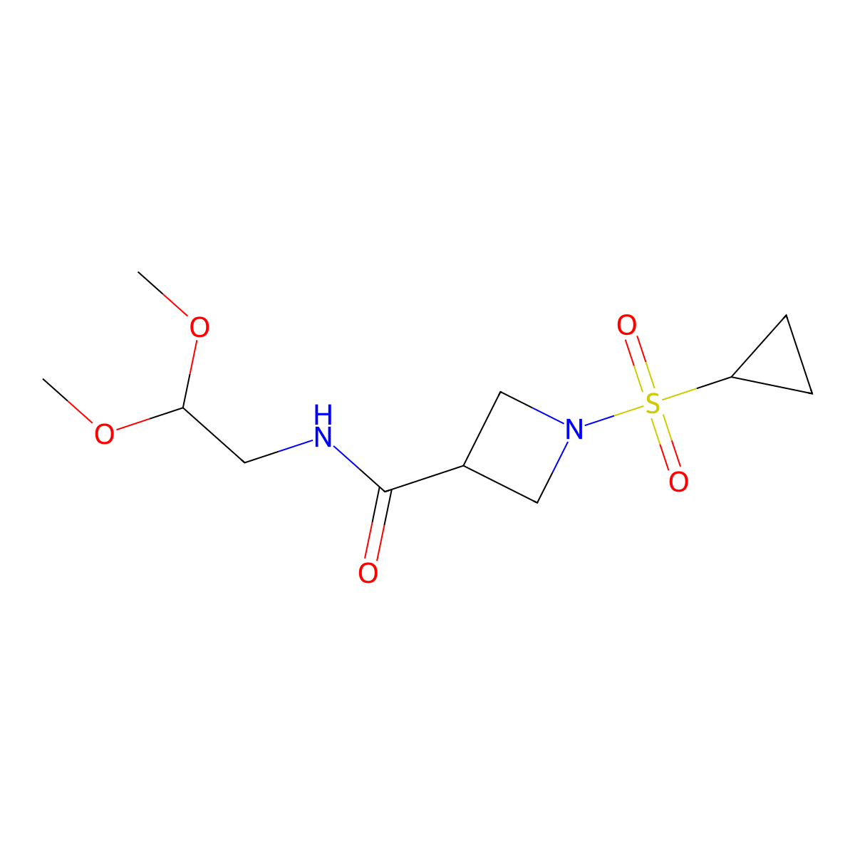 1-(cyclopropylsulfonyl)-N-(2,2-dimethoxyethyl)azetidine-3-carboxamide molecular structure, CAS 1428363-93-2