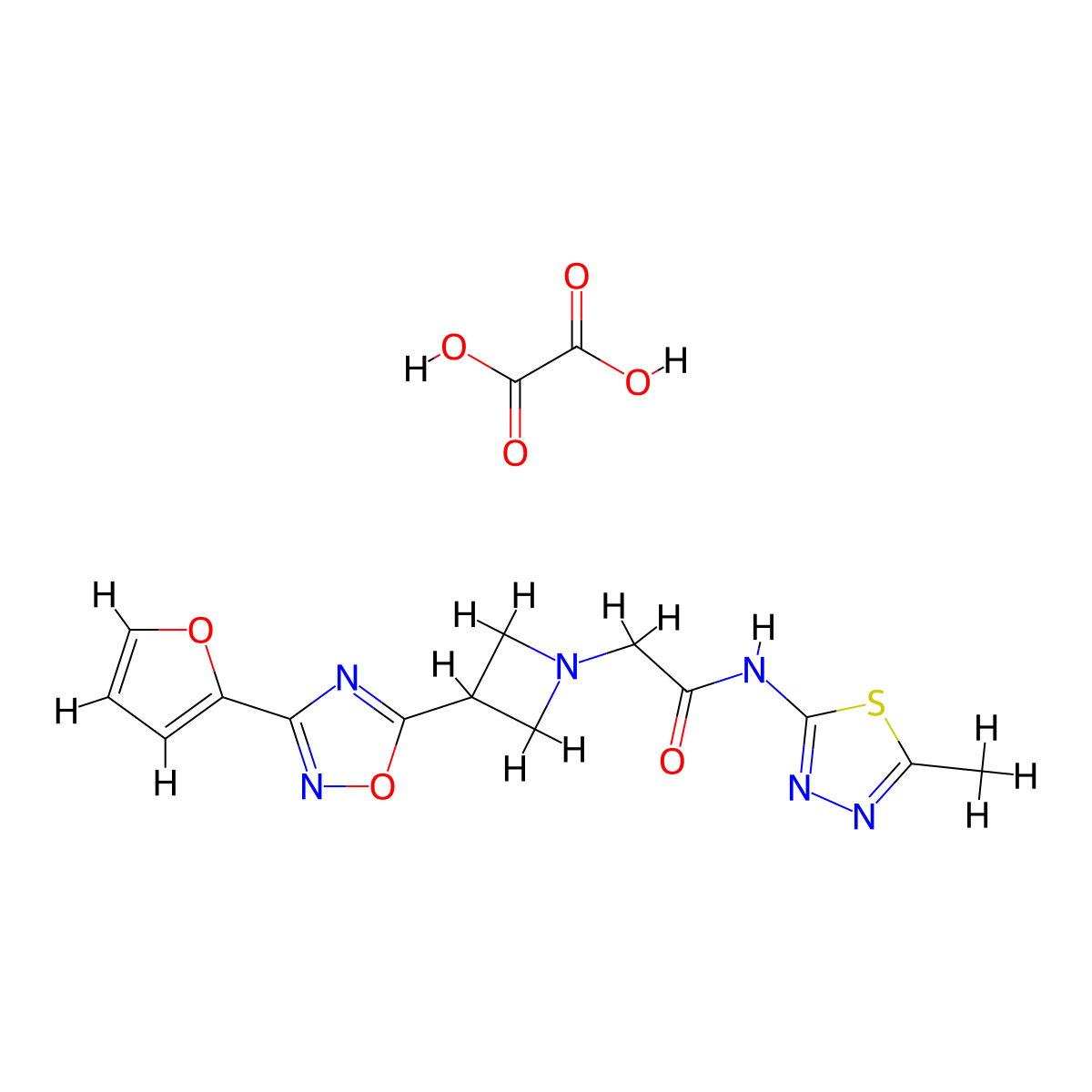 2-(3-(3-(furan-2-yl)-1,2,4-oxadiazol-5-yl)azetidin-1-yl)-N-(5-methyl-1,3,4-thiadiazol-2-yl)acetamide oxalate molecular structure, CAS 1428363-97-6