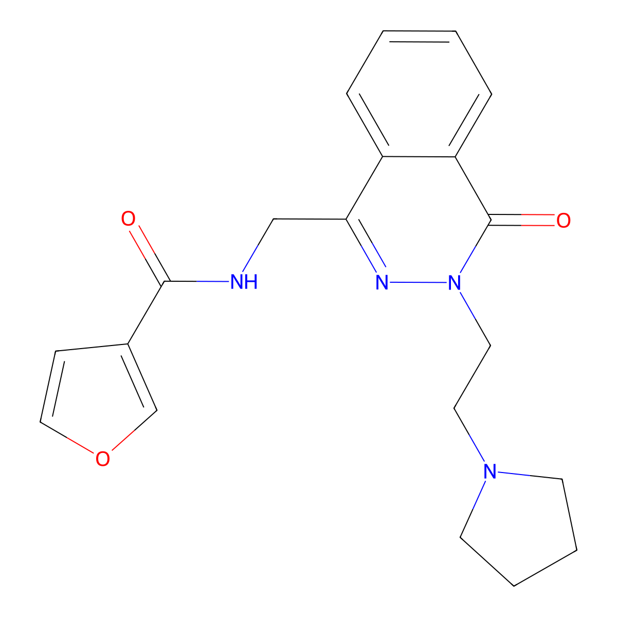 N-({4-oxo-3-[2-(pyrrolidin-1-yl)ethyl]-3,4-dihydrophthalazin-1-yl}methyl)furan-3-carboxamide molecular structure, CAS 1428364-04-8