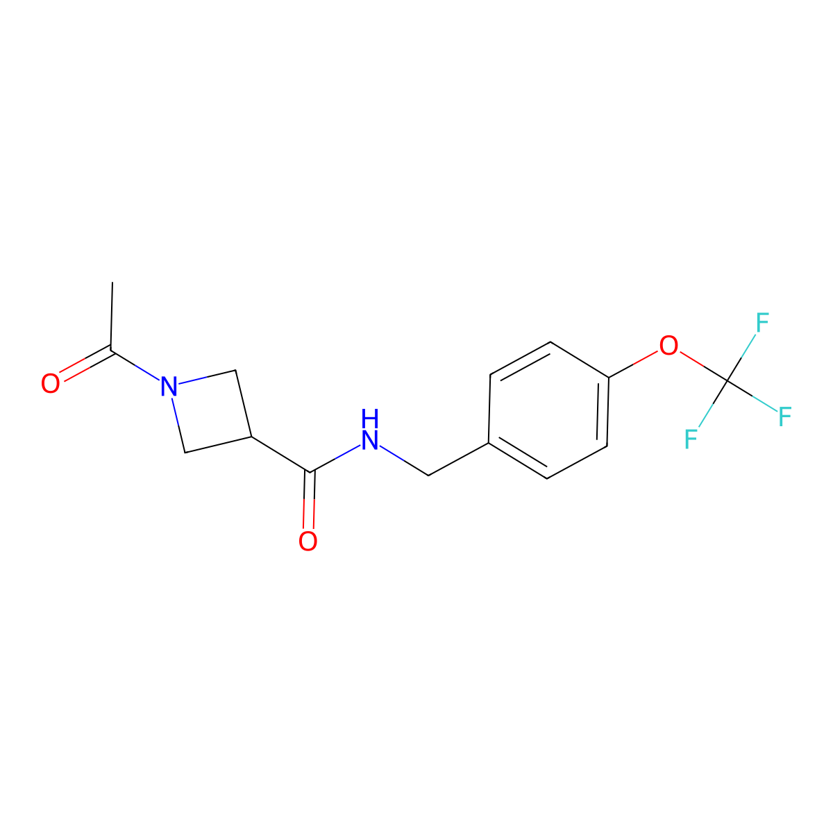 1-acetyl-N-(4-(trifluoromethoxy)benzyl)azetidine-3-carboxamide molecular structure, CAS 1428364-08-2