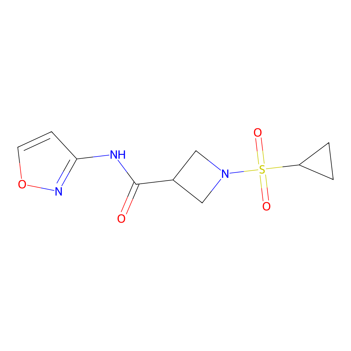 1-(cyclopropylsulfonyl)-N-(isoxazol-3-yl)azetidine-3-carboxamide molecular structure, CAS 1428364-09-3