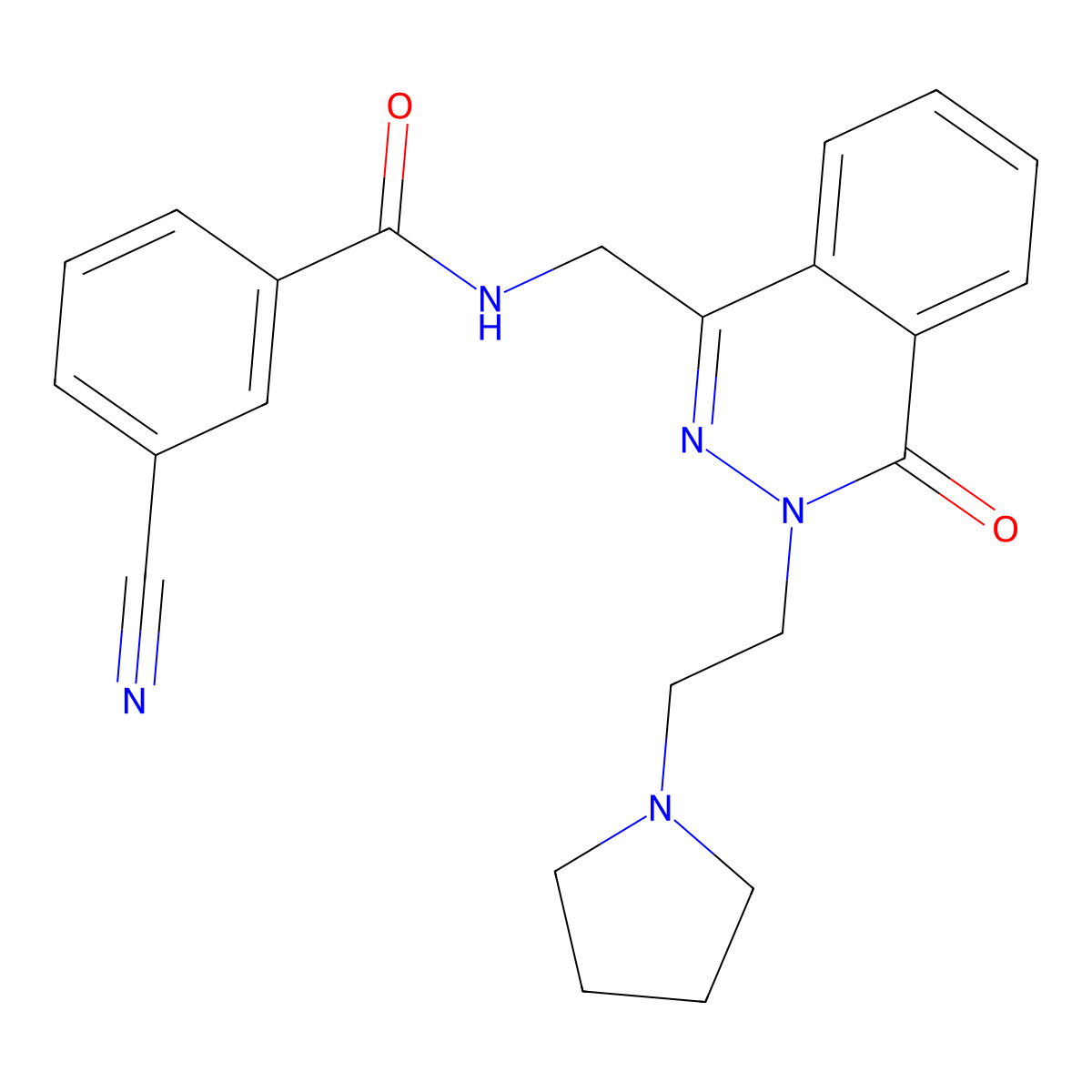 3-cyano-N-({4-oxo-3-[2-(pyrrolidin-1-yl)ethyl]-3,4-dihydrophthalazin-1-yl}methyl)benzamide molecular structure, CAS 1428364-11-7