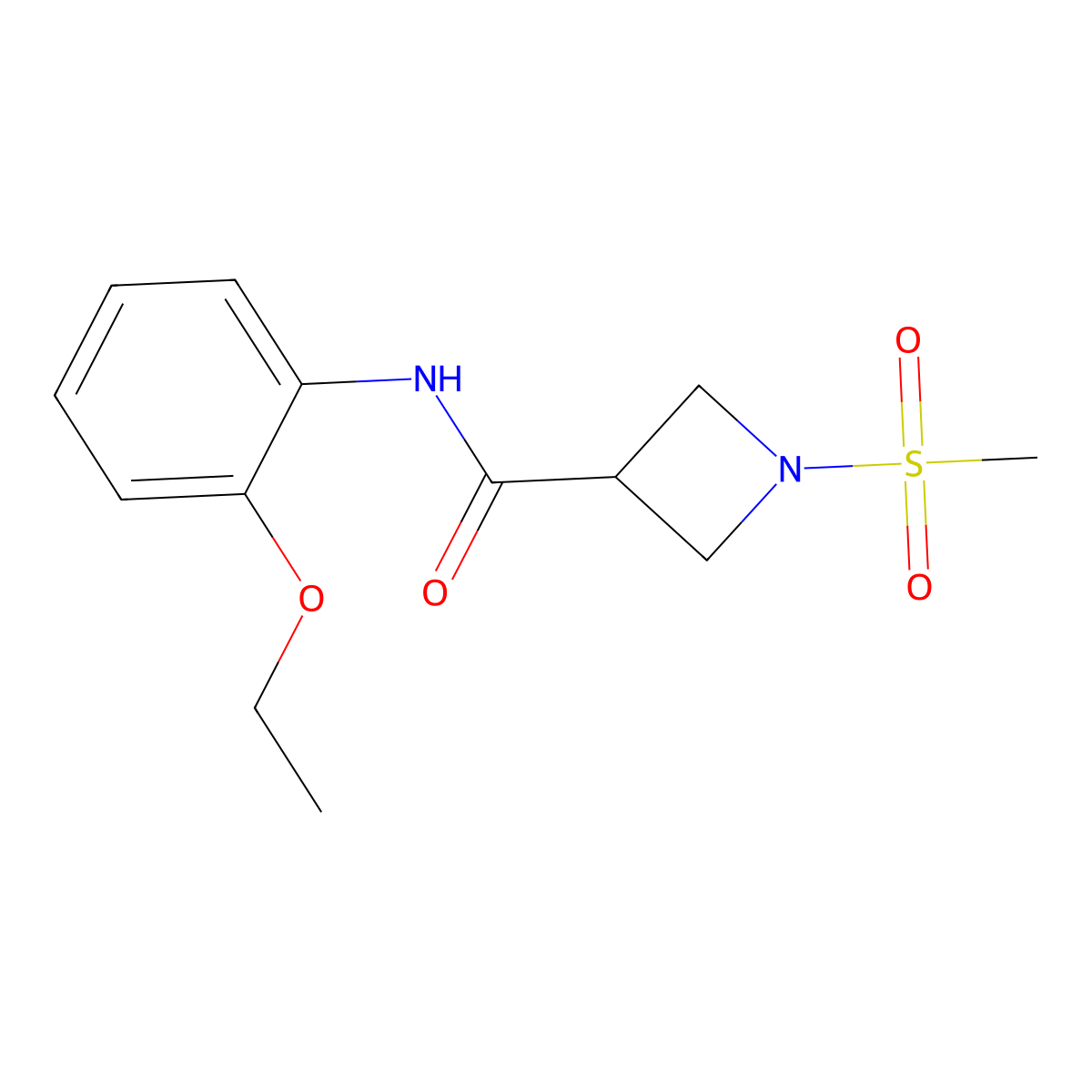 N-(2-ethoxyphenyl)-1-(methylsulfonyl)azetidine-3-carboxamide molecular structure, CAS 1428364-14-0
