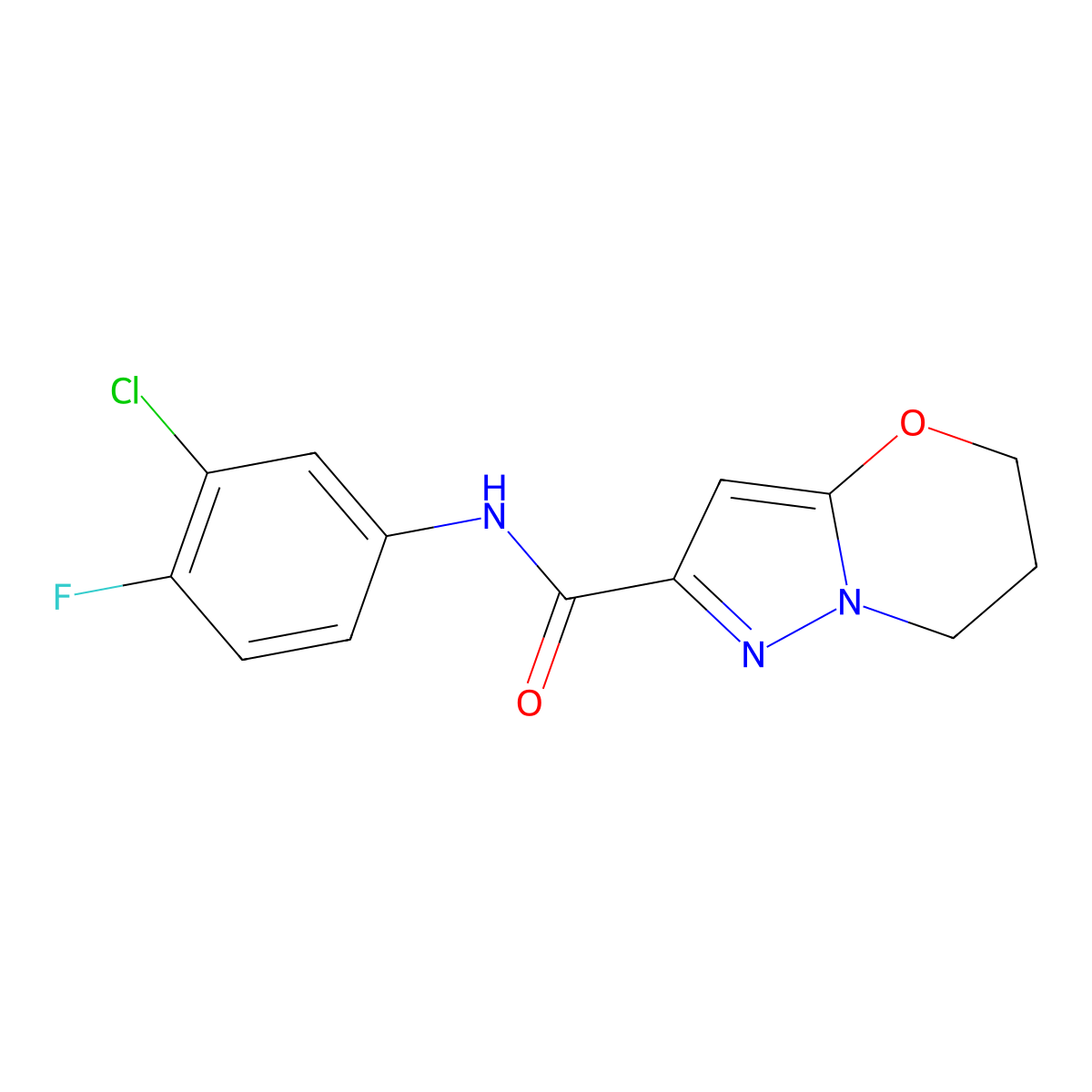 N-(3-chloro-4-fluorophenyl)-6,7-dihydro-5H-pyrazolo[5,1-b][1,3]oxazine-2-carboxamide molecular structure, CAS 1428364-17-3