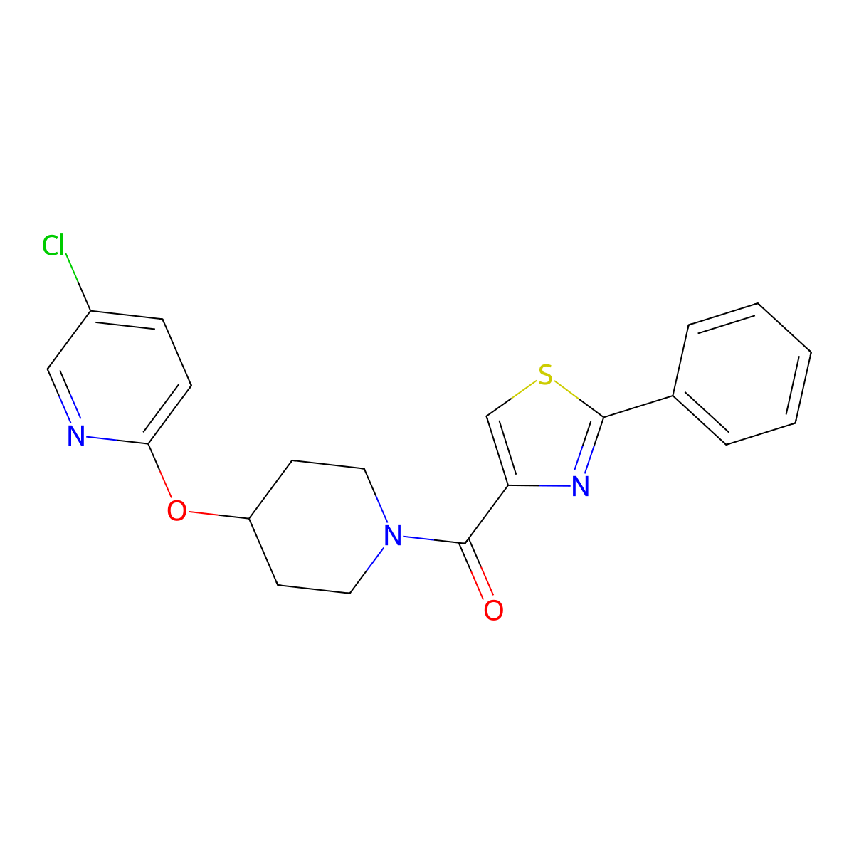 (4-((5-Chloropyridin-2-yl)oxy)piperidin-1-yl)(2-phenylthiazol-4-yl)methanone molecular structure, CAS 1428364-22-0