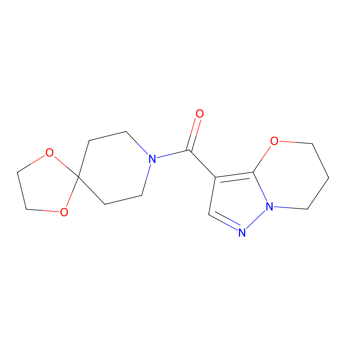 (6,7-dihydro-5H-pyrazolo[5,1-b][1,3]oxazin-3-yl)(1,4-dioxa-8-azaspiro[4.5]decan-8-yl)methanone molecular structure, CAS 1428364-25-3