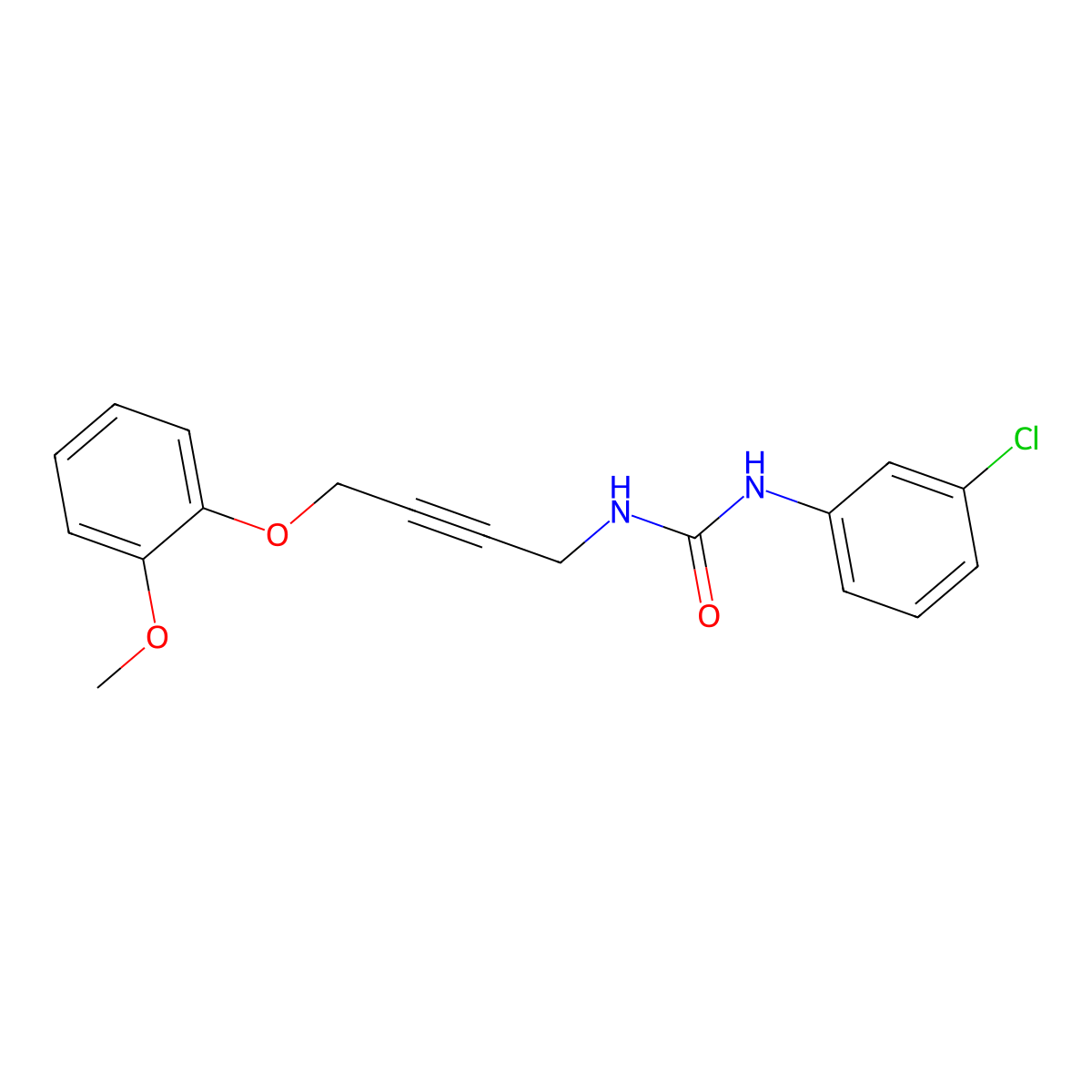 1-(3-Chlorophenyl)-3-(4-(2-methoxyphenoxy)but-2-yn-1-yl)urea molecular structure, CAS 1428364-27-5
