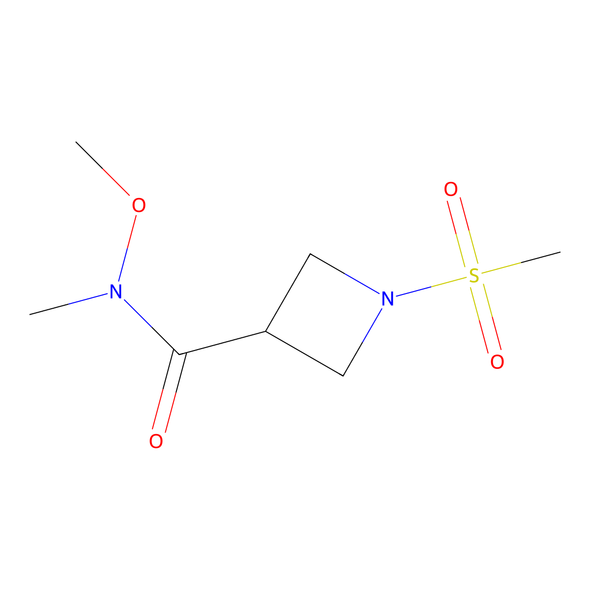 N-methoxy-N-methyl-1-(methylsulfonyl)azetidine-3-carboxamide molecular structure, CAS 1428364-28-6