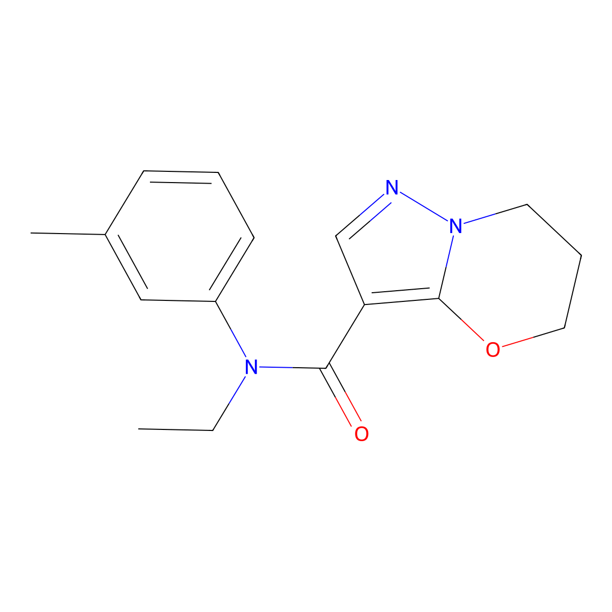 N-ethyl-N-(m-tolyl)-6,7-dihydro-5H-pyrazolo[5,1-b][1,3]oxazine-3-carboxamide molecular structure, CAS 1428364-32-2
