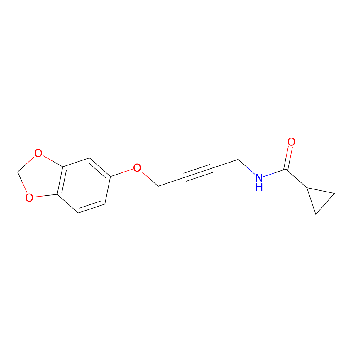 N-[4-(2H-1,3-Benzodioxol-5-yloxy)but-2-YN-1-YL]cyclopropanecarboxamide molecular structure, CAS 1428364-34-4