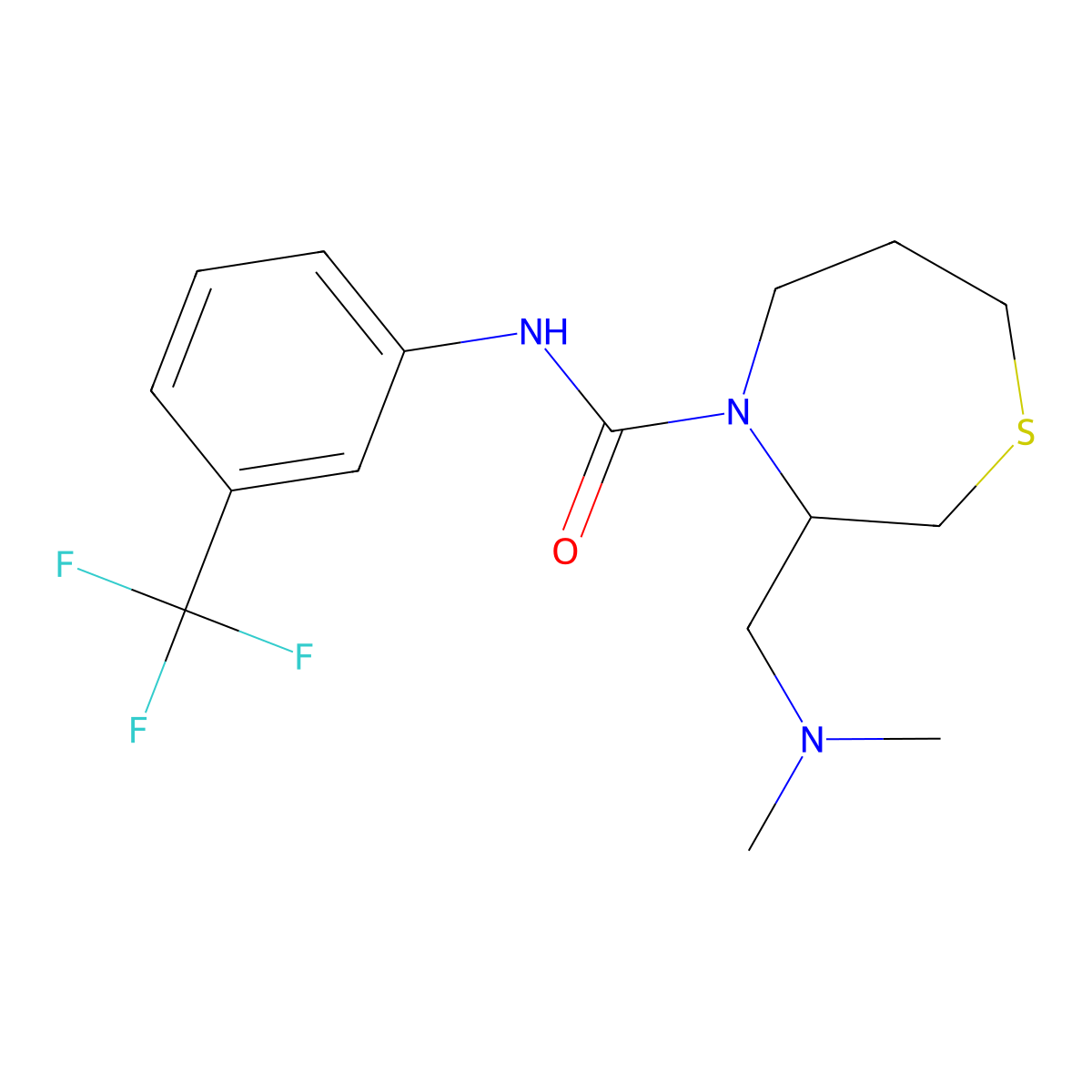 3-[(Dimethylamino)methyl]-N-[3-(trifluoromethyl)phenyl]-1,4-thiazepane-4-carboxamide molecular structure, CAS 1428364-39-9
