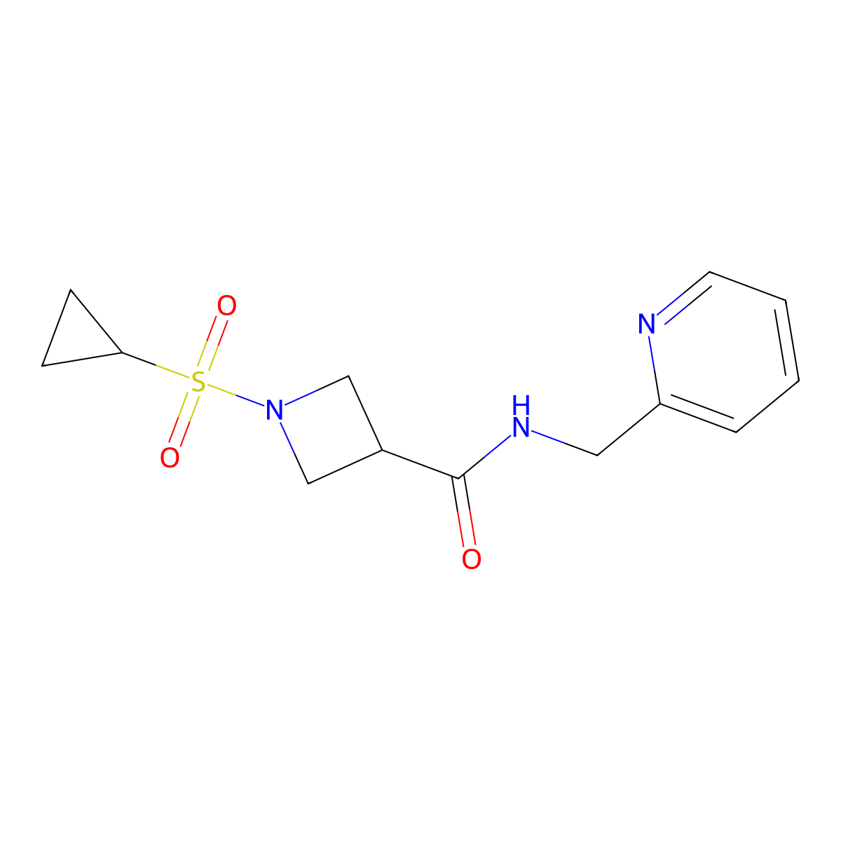 1-(cyclopropylsulfonyl)-N-(pyridin-2-ylmethyl)azetidine-3-carboxamide molecular structure, CAS 1428364-47-9