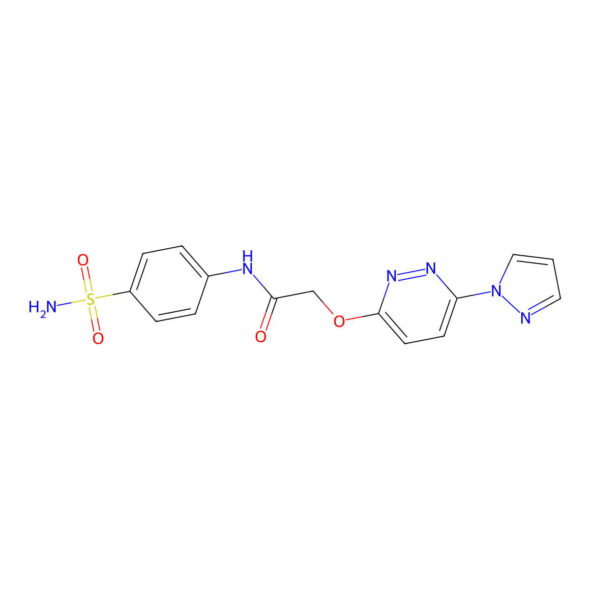 2-((6-(1H-pyrazol-1-yl)pyridazin-3-yl)oxy)-N-(4-sulfamoylphenyl)acetamide molecular structure, CAS 1428364-49-1