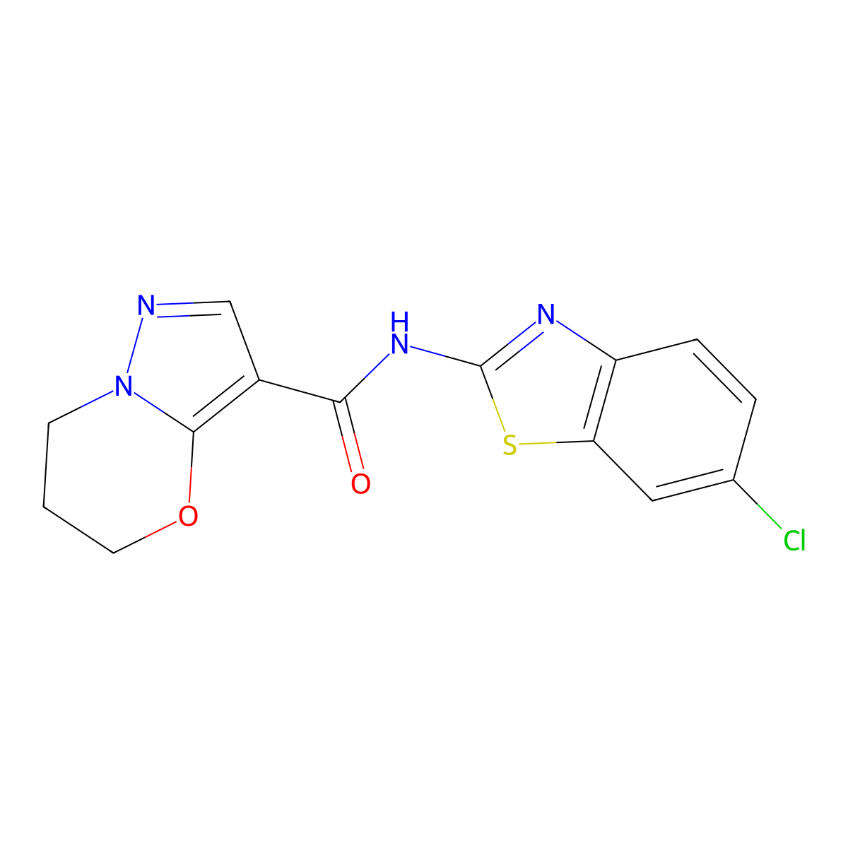 N-(6-chlorobenzo[d]thiazol-2-yl)-6,7-dihydro-5H-pyrazolo[5,1-b][1,3]oxazine-3-carboxamide molecular structure, CAS 1428364-50-4