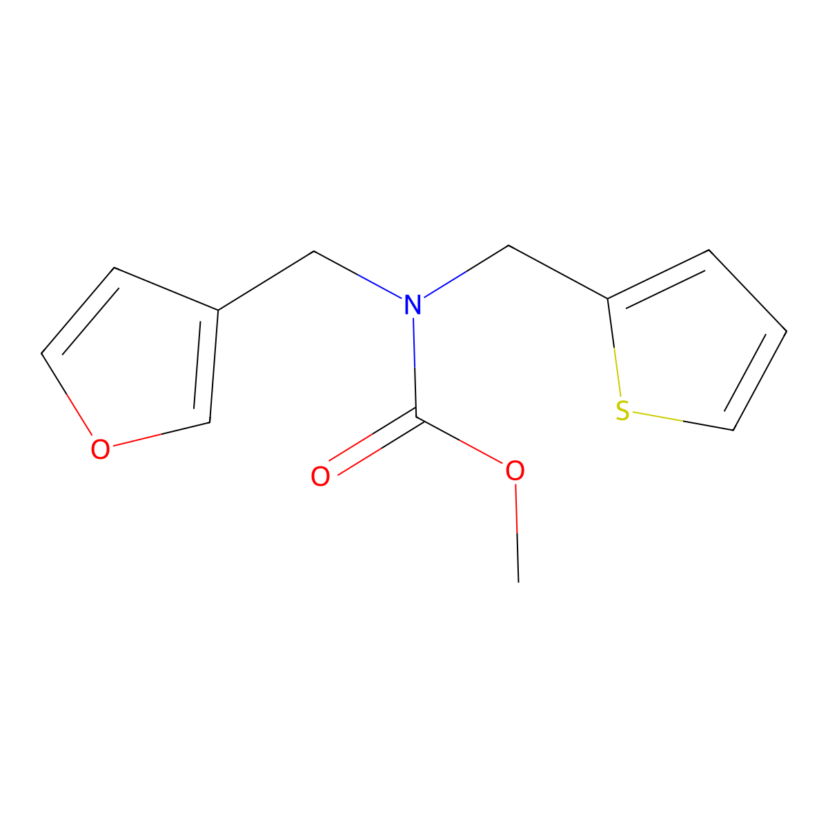 Methyl (furan-3-ylmethyl)(thiophen-2-ylmethyl)carbamate molecular structure, CAS 1428364-52-6