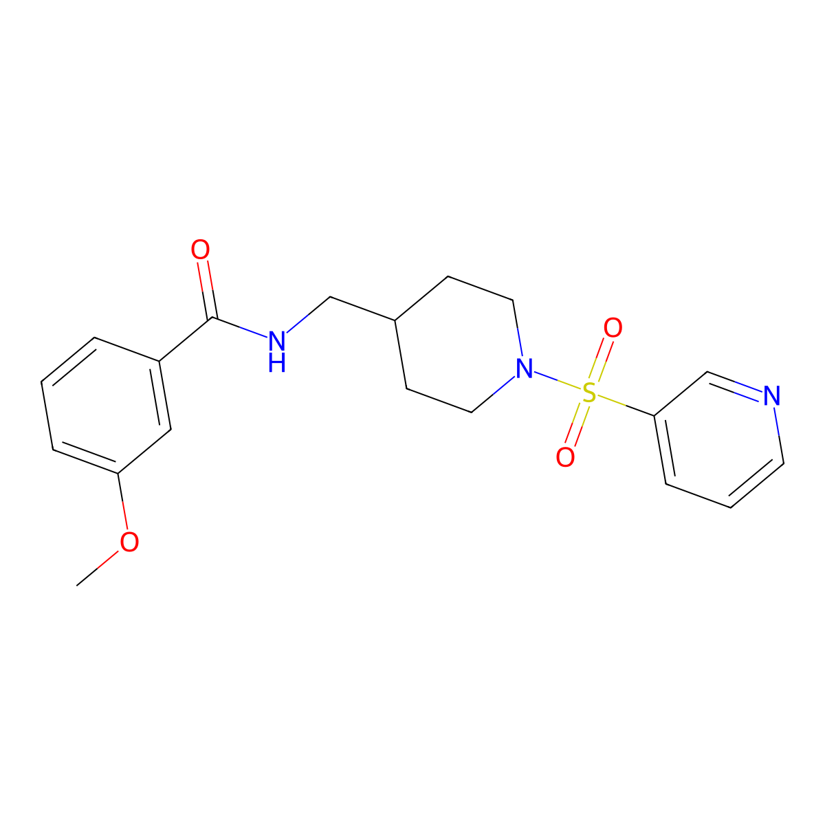 3-methoxy-N-((1-(pyridin-3-ylsulfonyl)piperidin-4-yl)methyl)benzamide molecular structure, CAS 1428364-55-9