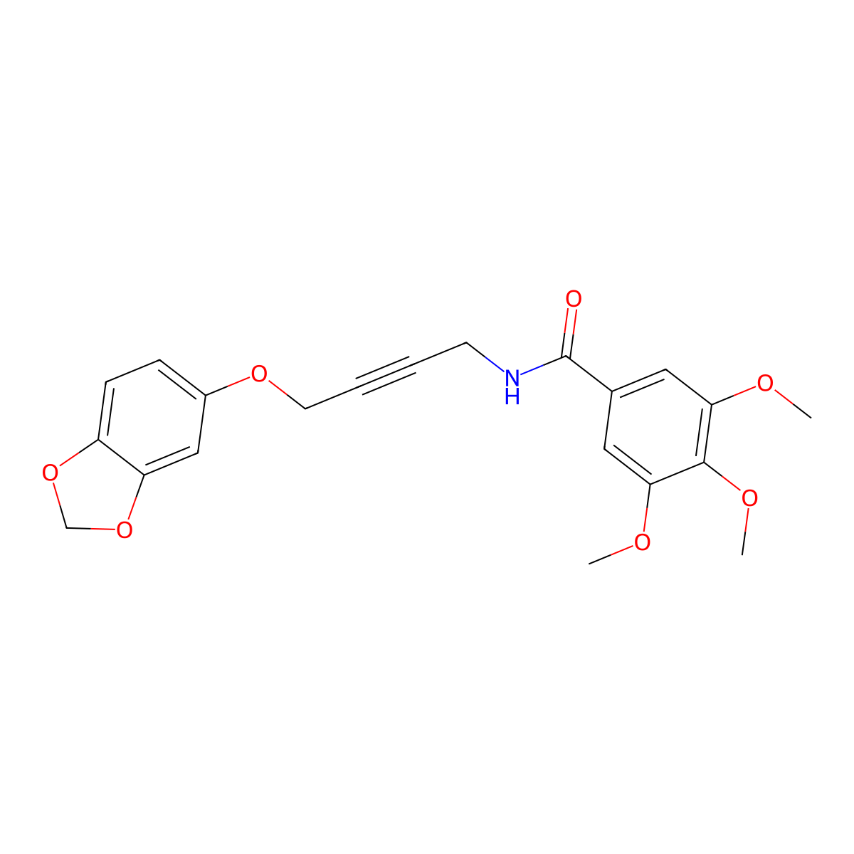 N-(4-(benzo[d][1,3]dioxol-5-yloxy)but-2-yn-1-yl)-3,4,5-trimethoxybenzamide molecular structure, CAS 1428364-63-9