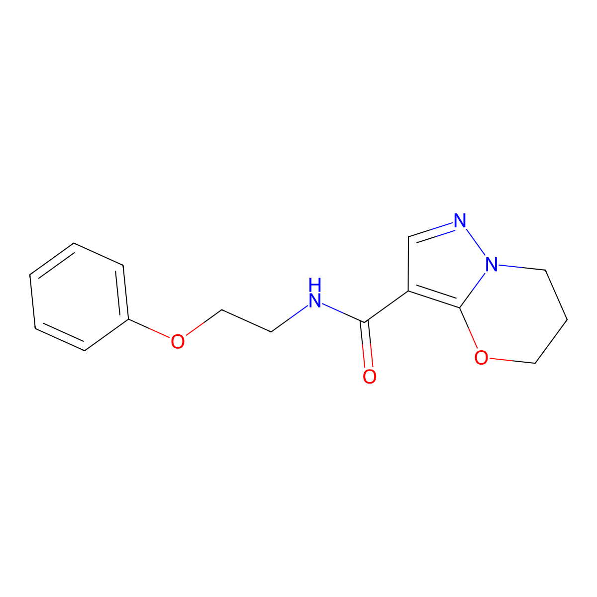 N-(2-phenoxyethyl)-6,7-dihydro-5H-pyrazolo[5,1-b][1,3]oxazine-3-carboxamide molecular structure, CAS 1428364-68-4