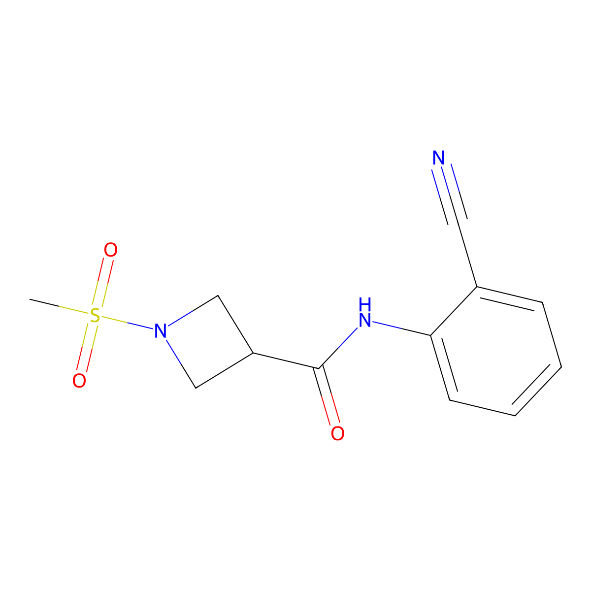 N-(2-cyanophenyl)-1-(methylsulfonyl)azetidine-3-carboxamide molecular structure, CAS 1428364-69-5